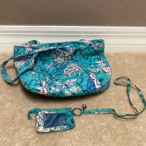 Vera Bradley Turquoise Floral Shoulder Bag and Card Case